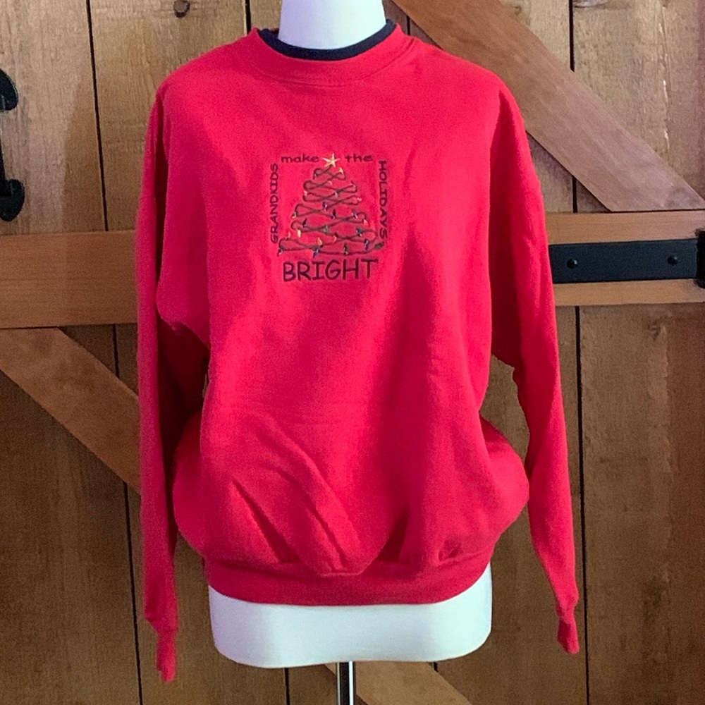 Vtg MC Energy Holiday Sweatshirt Sz Large “Grandkids Make The Holidays Bright”